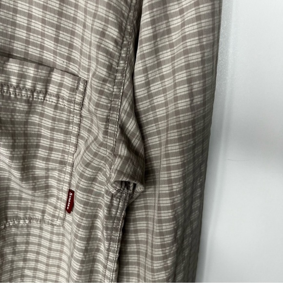 Simms Shirt Tan Plaid Checkered Button Down Fishing Outdoors Plaid Hiking Small - Picture 7 of 10